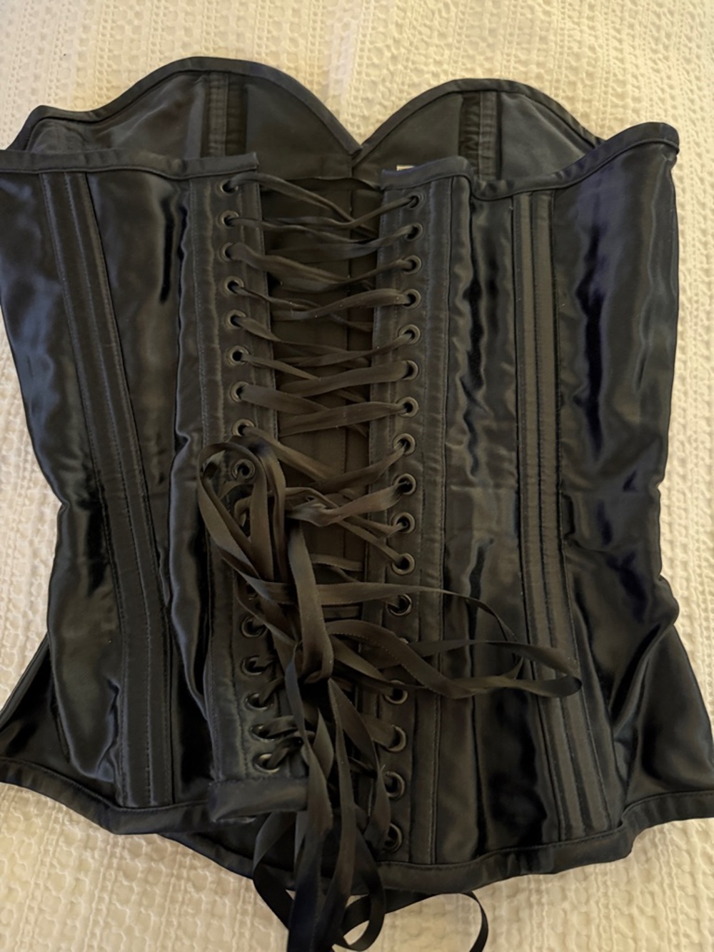 DARK GARDEN OF SAN FRANCISCO Black Sweetheart Satin Corset Size 24 - Picture 2 of 11